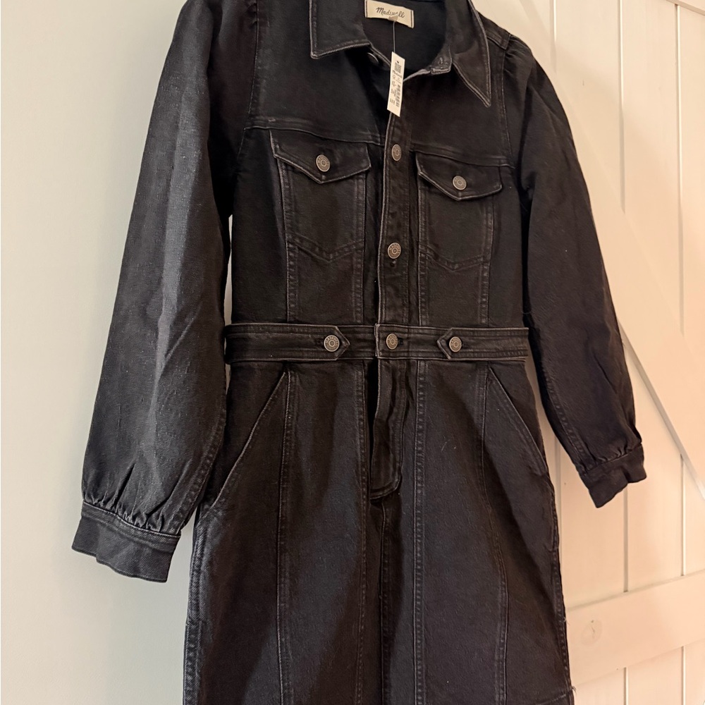 NWT Madewell Black Denim Mini Dress